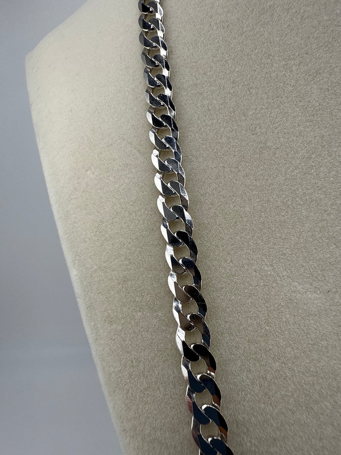 Sterling Silver 22inch 6.25mm Cuban Chain - Rhodium Plated