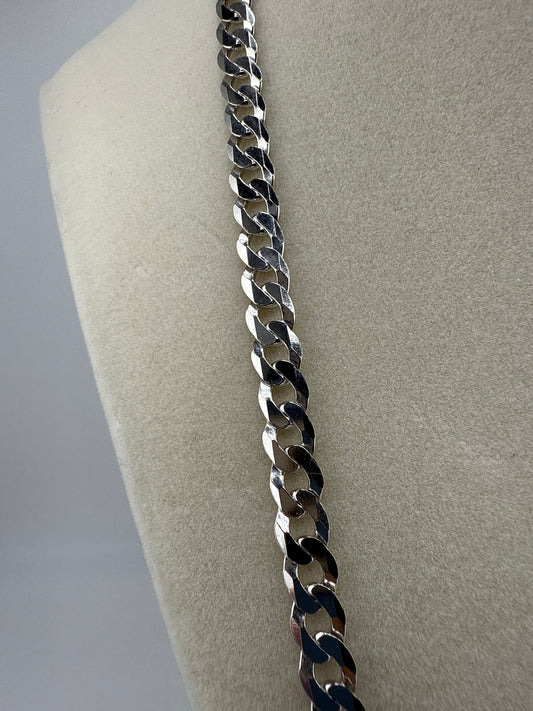 Sterling Silver 22inch 6.25mm Cuban Chain - Rhodium Plated