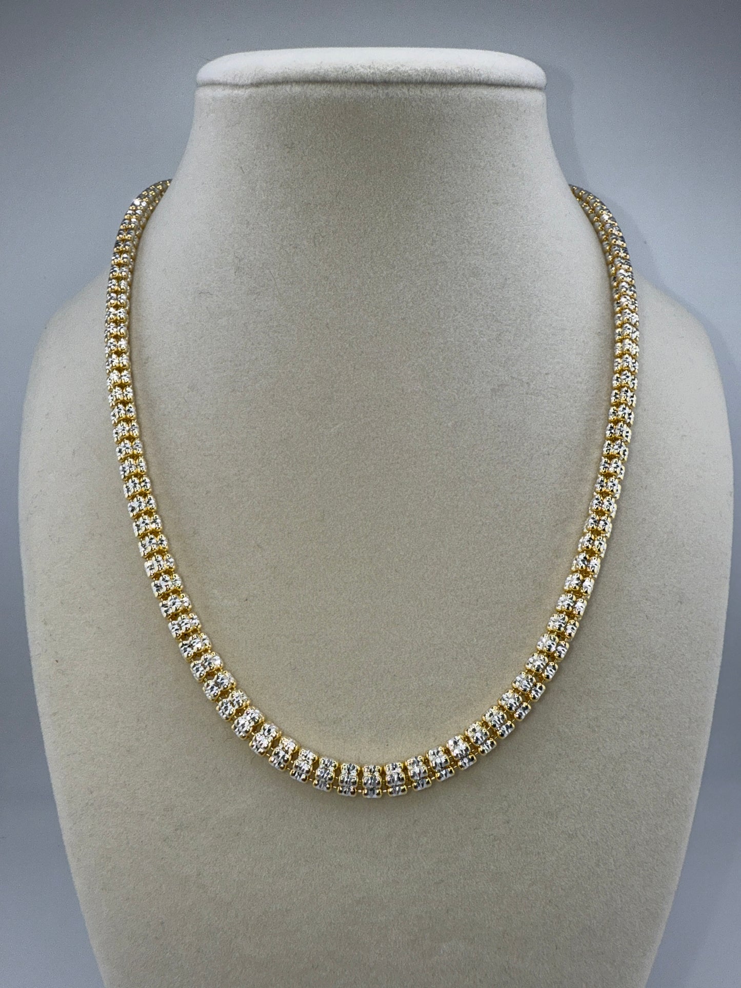 Sterling Silver 18inch 5mm D-C Ice Chain - Two-toned
