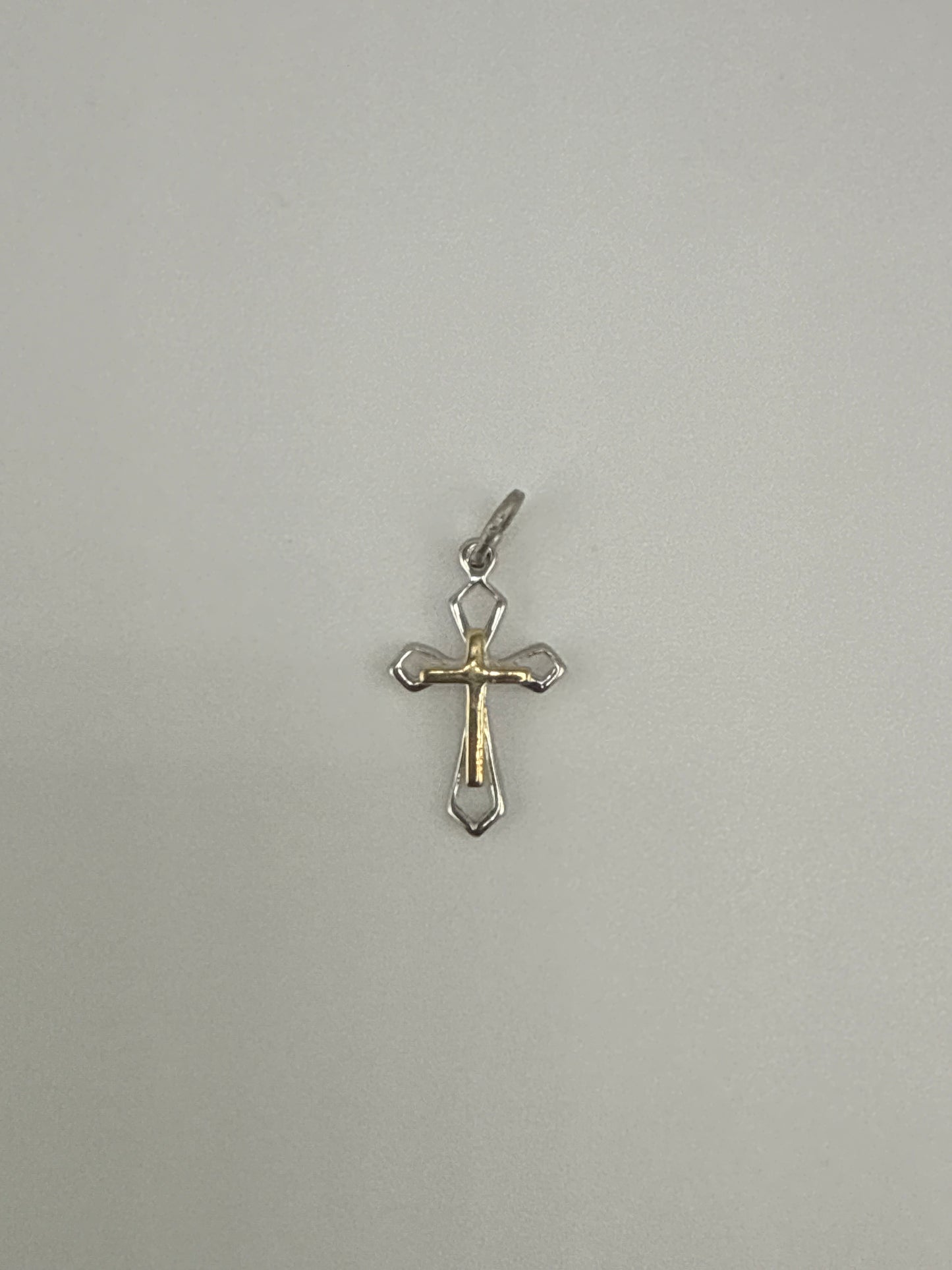 Sterling Silver Platinum-plated & Vermeil Cross Pendant