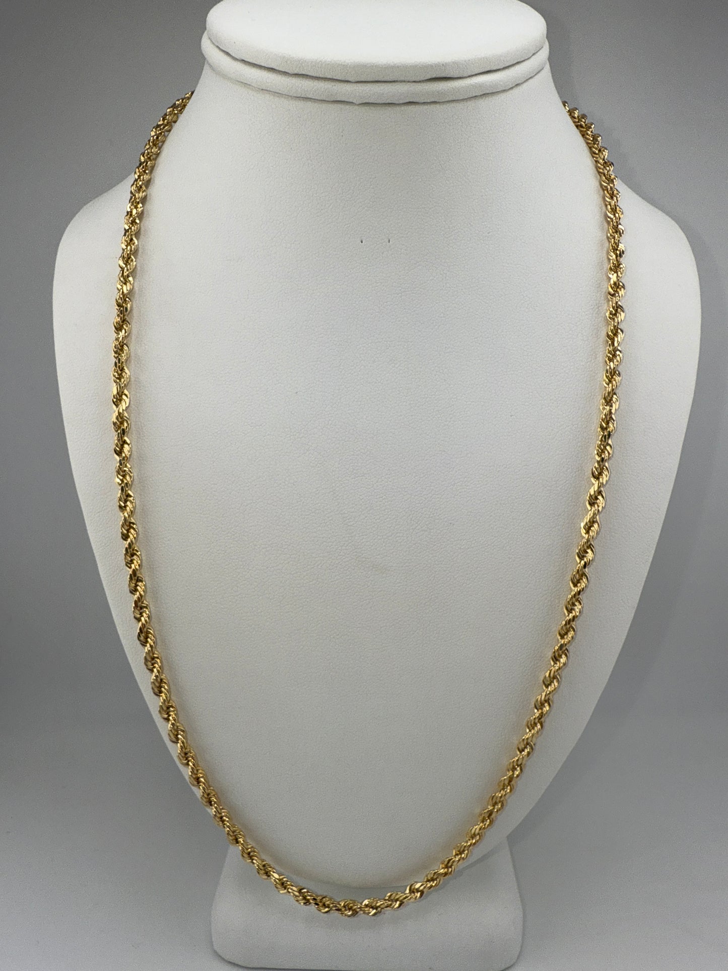 hollow rope chain | diamond cut | 14k gold | 4.25 mm width | 24 inches length