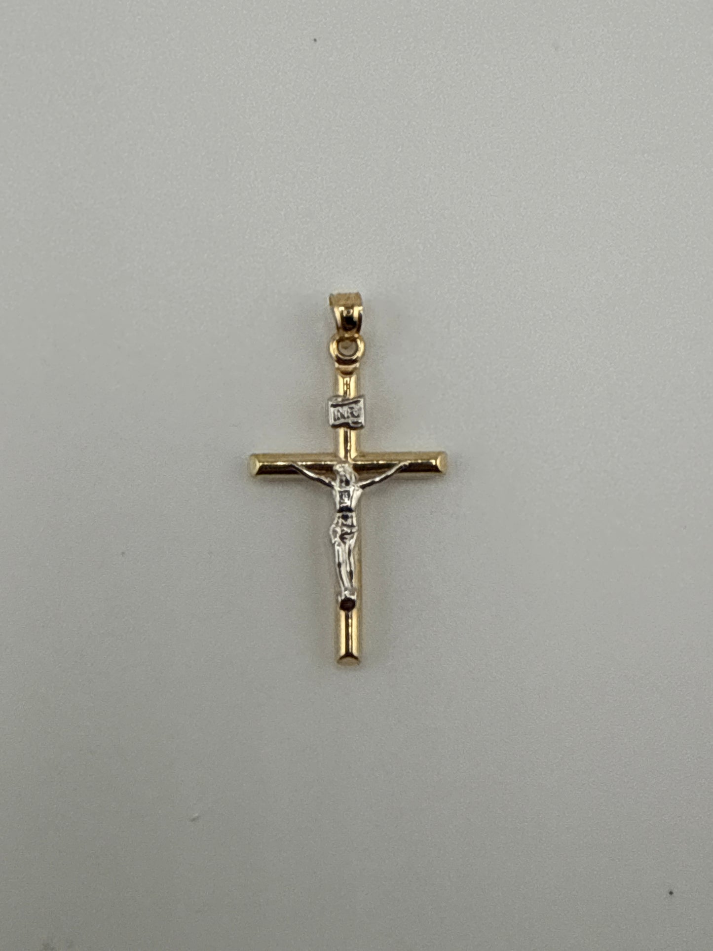 14k Two-toned Hollow Crucifix Pendant