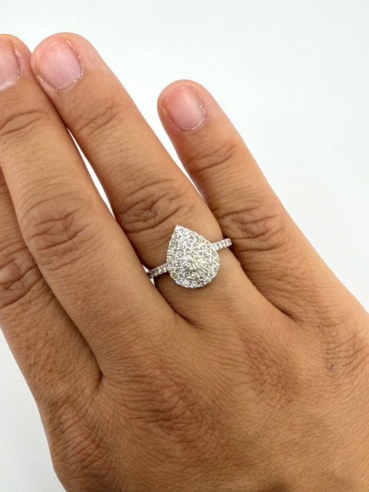 Teardrop Cluster Diamond 14k Gold 1.32ct Diamonds | Size 7.5