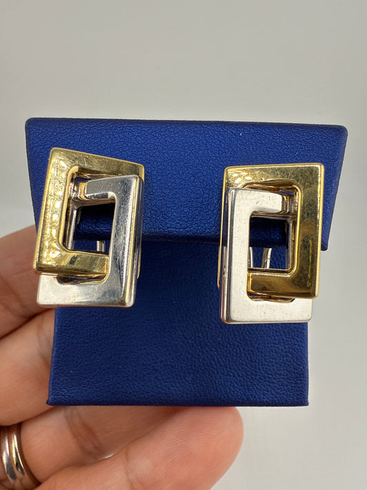 14k two-toned Gold Huggie Earrings