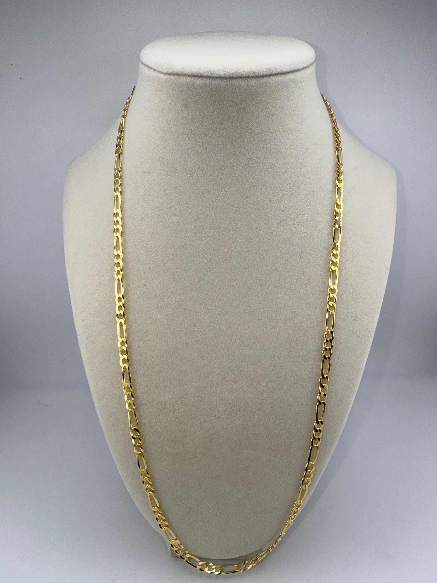 Sterling Silver 24inch 5mm Flat Figaro Chain - Gold Plated