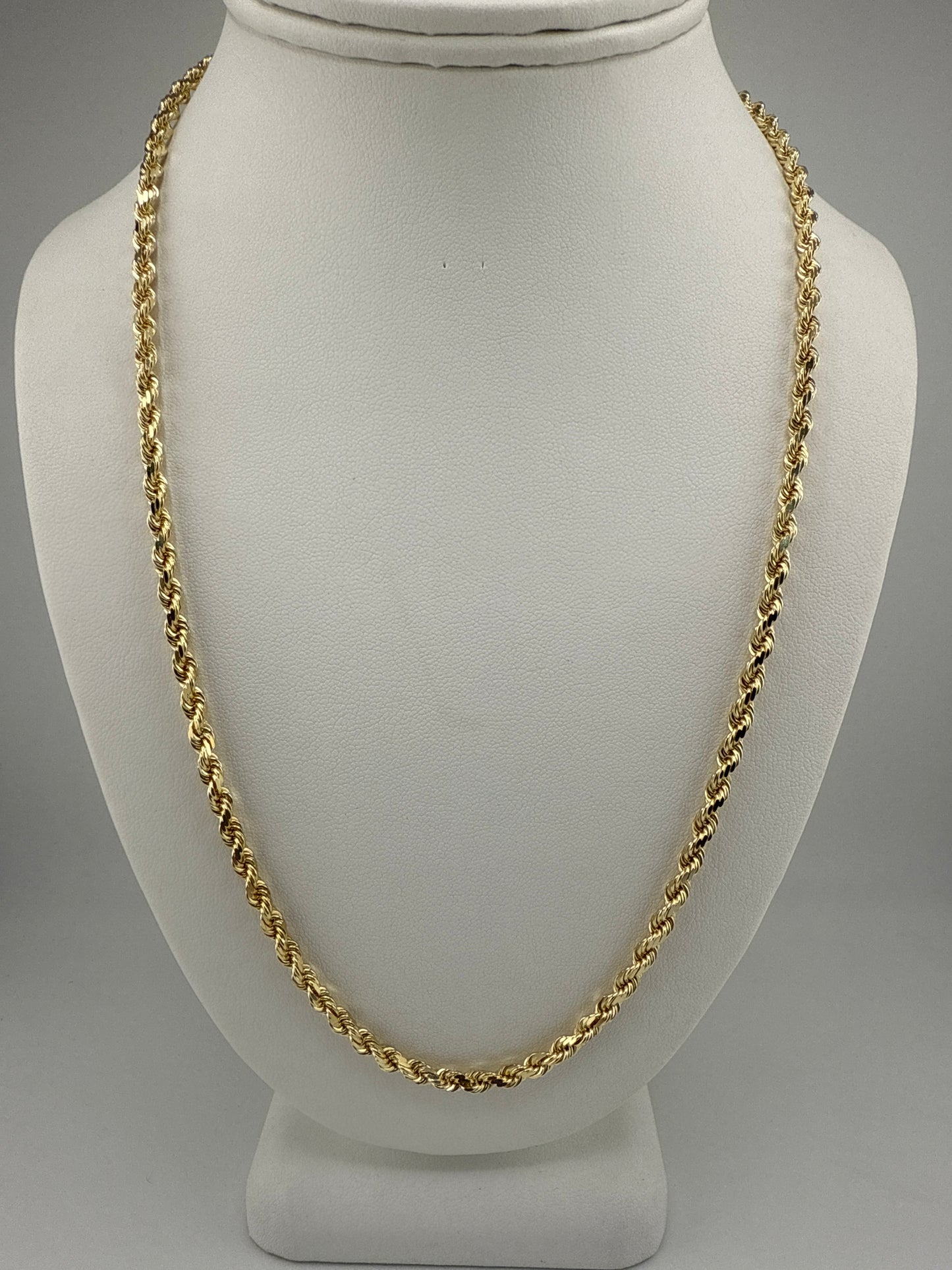 solid rope chain | diamond cut | 14k gold | 4.00 mm width | 22 inches length