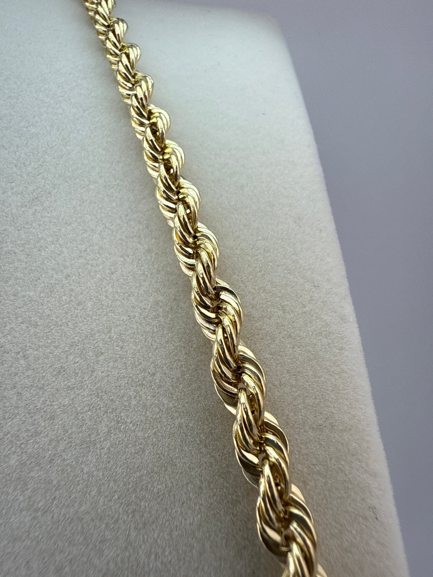 semi-solid rope chain | diamond cut | 14k gold | 4.50 mm width | 23 inches length