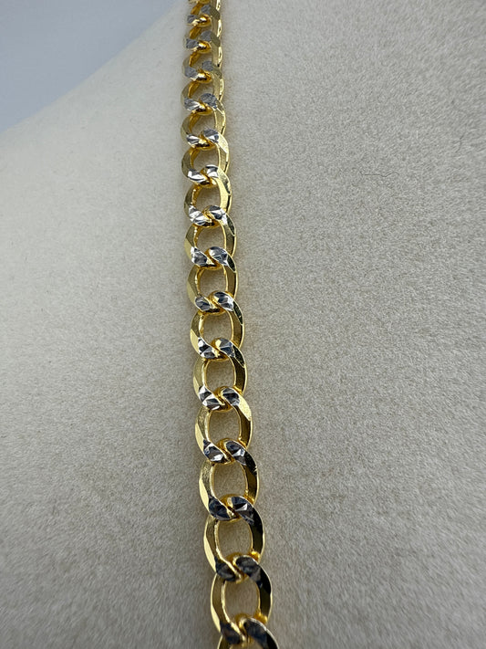Sterling Silver 22inch 5mm Pave Cuban Chain - Gold Plated