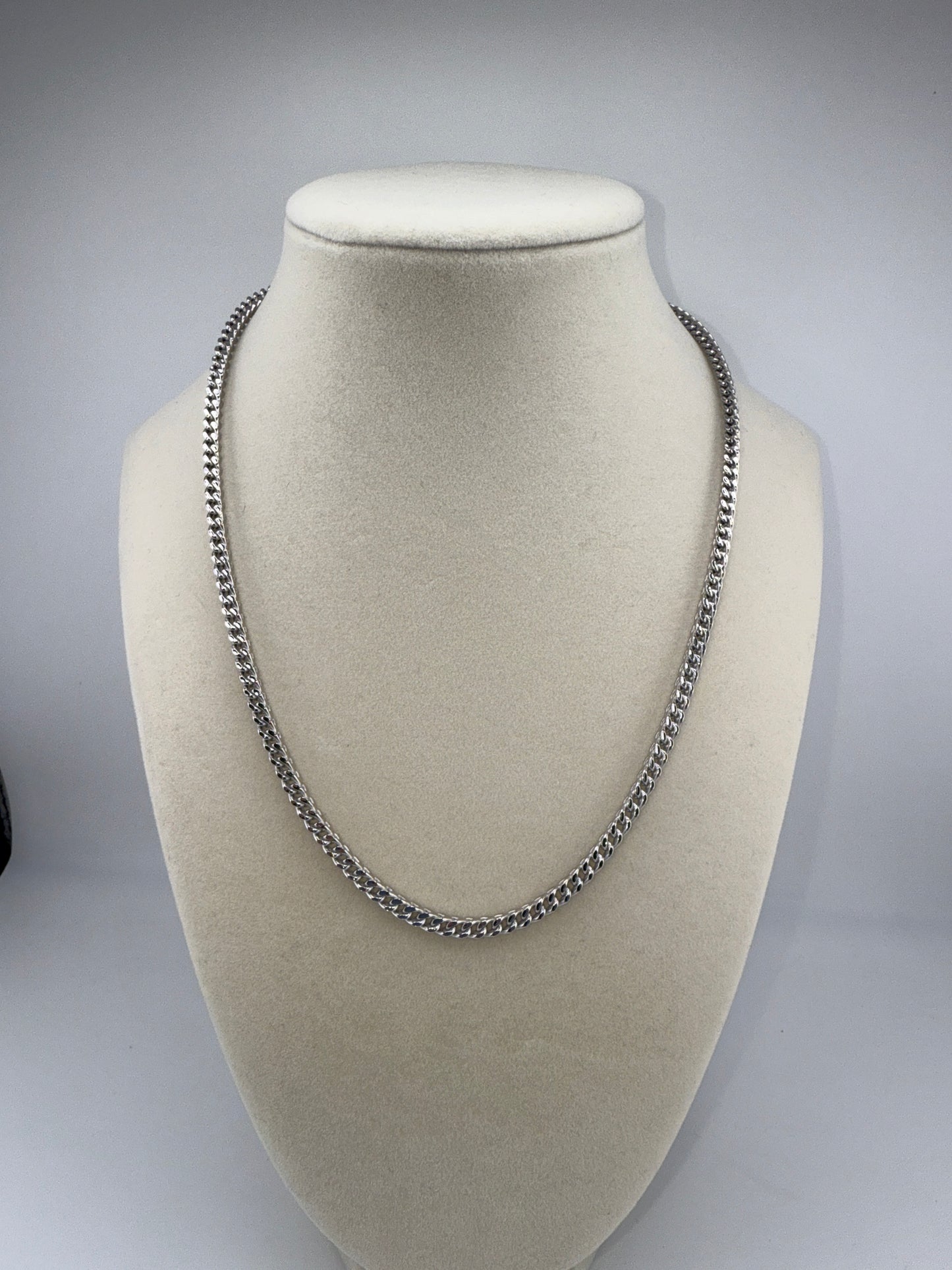 Sterling Silver 18inch 3mm Franco Chain - Rhodium Plated