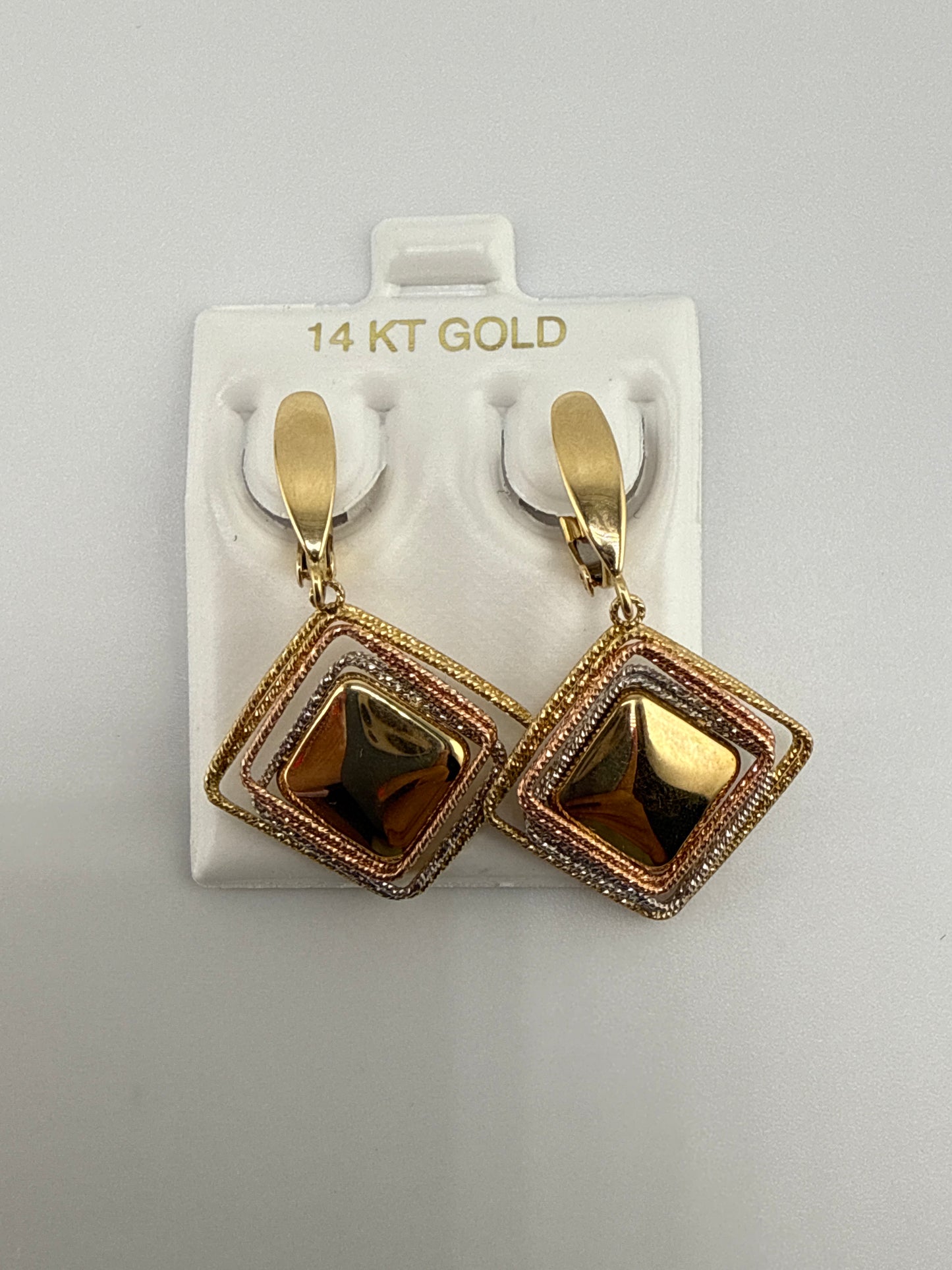14k Tri-Color Huggie Earrings