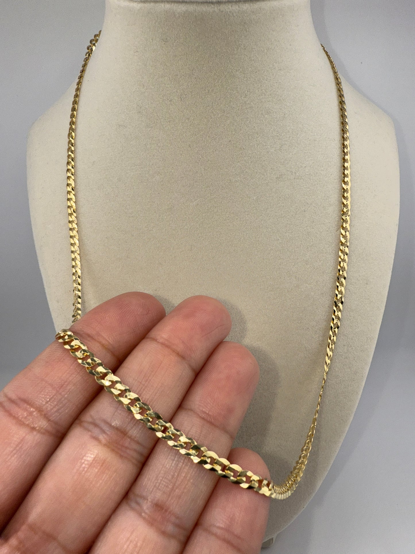 Sterling Silver 22inch 3mm Cuban Chain - Gold Plated