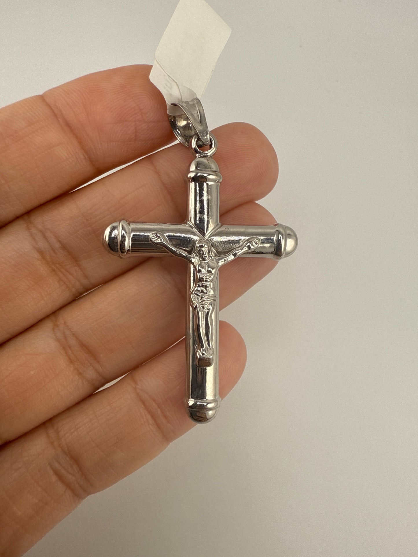 Sterling Silver Rhodium-plated Reversible Crucifix Pendant