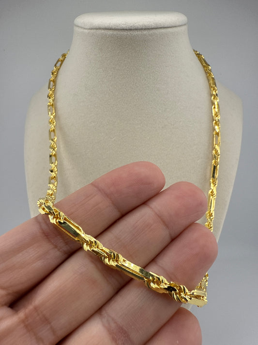 Sterling Silver 24inch 4mm Figarope Chain - Gold Plated