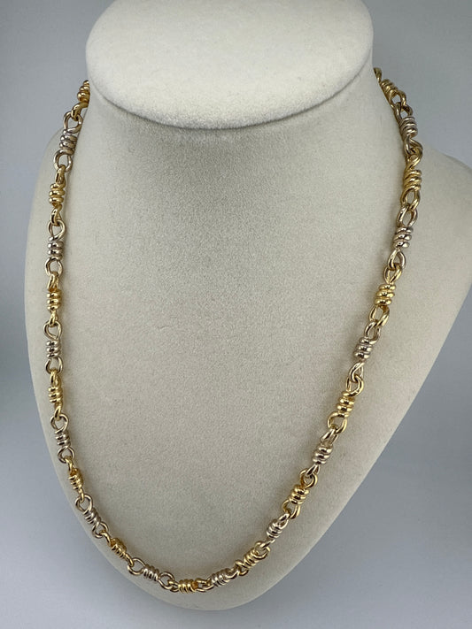 14k Two-toned Hand-Polished Link 21inches