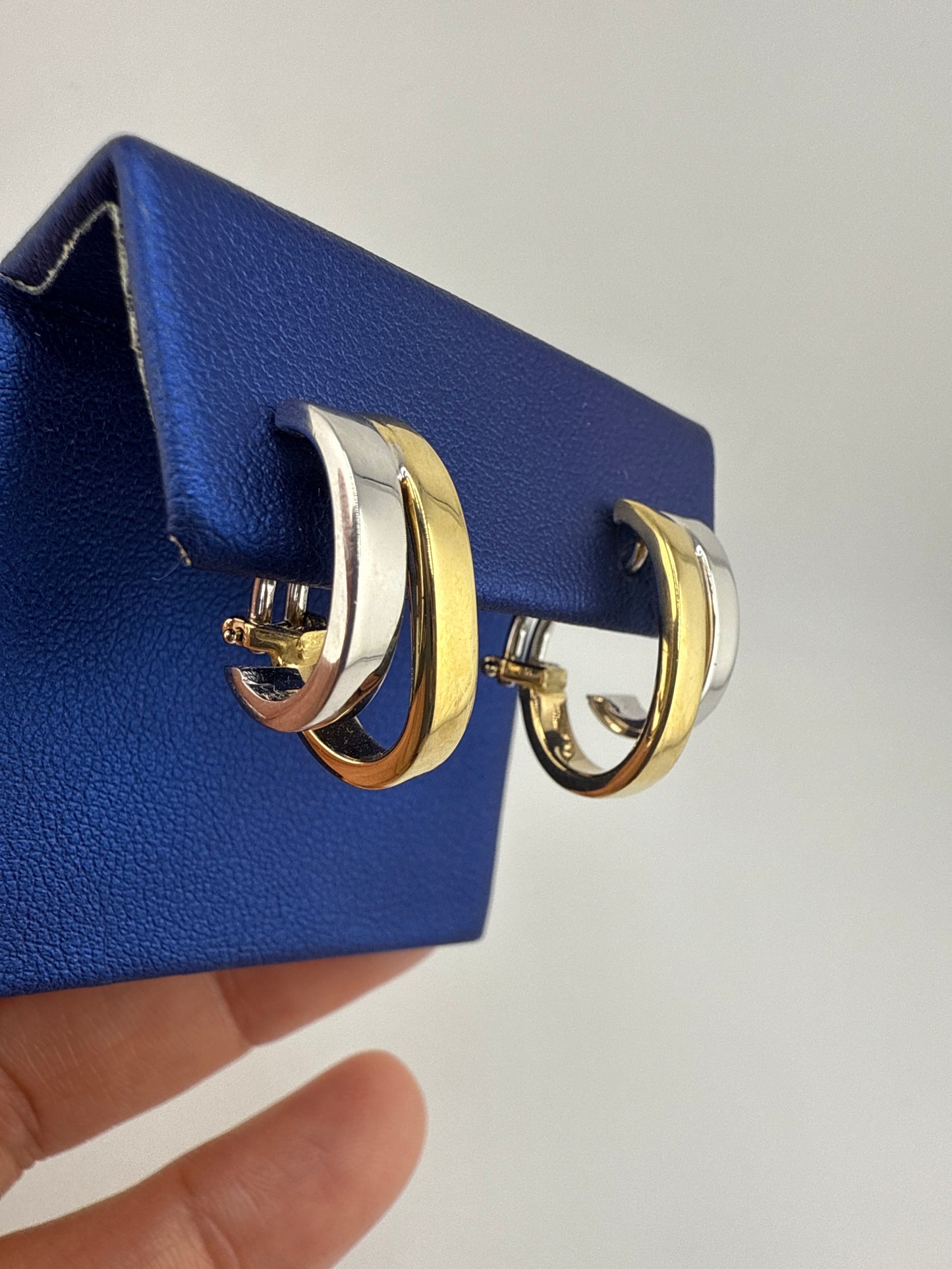 14k Two-Toned Gold Elegant Huggie Earrings
