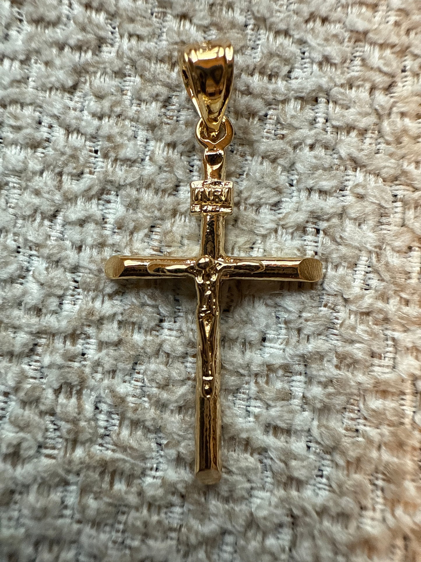 Sterling Silver Gold-tone INRI Crucifix Pendant