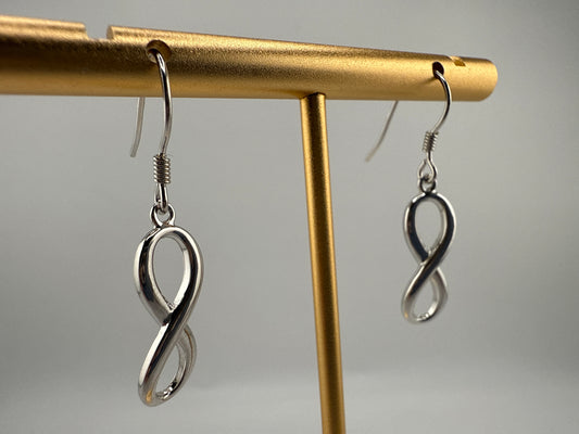 Sterling Silver Infinity Figure 8 High Polish Solid Dangling Earrings