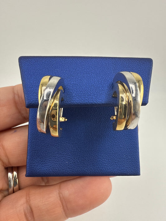 14k two-toned Huggie Earrings