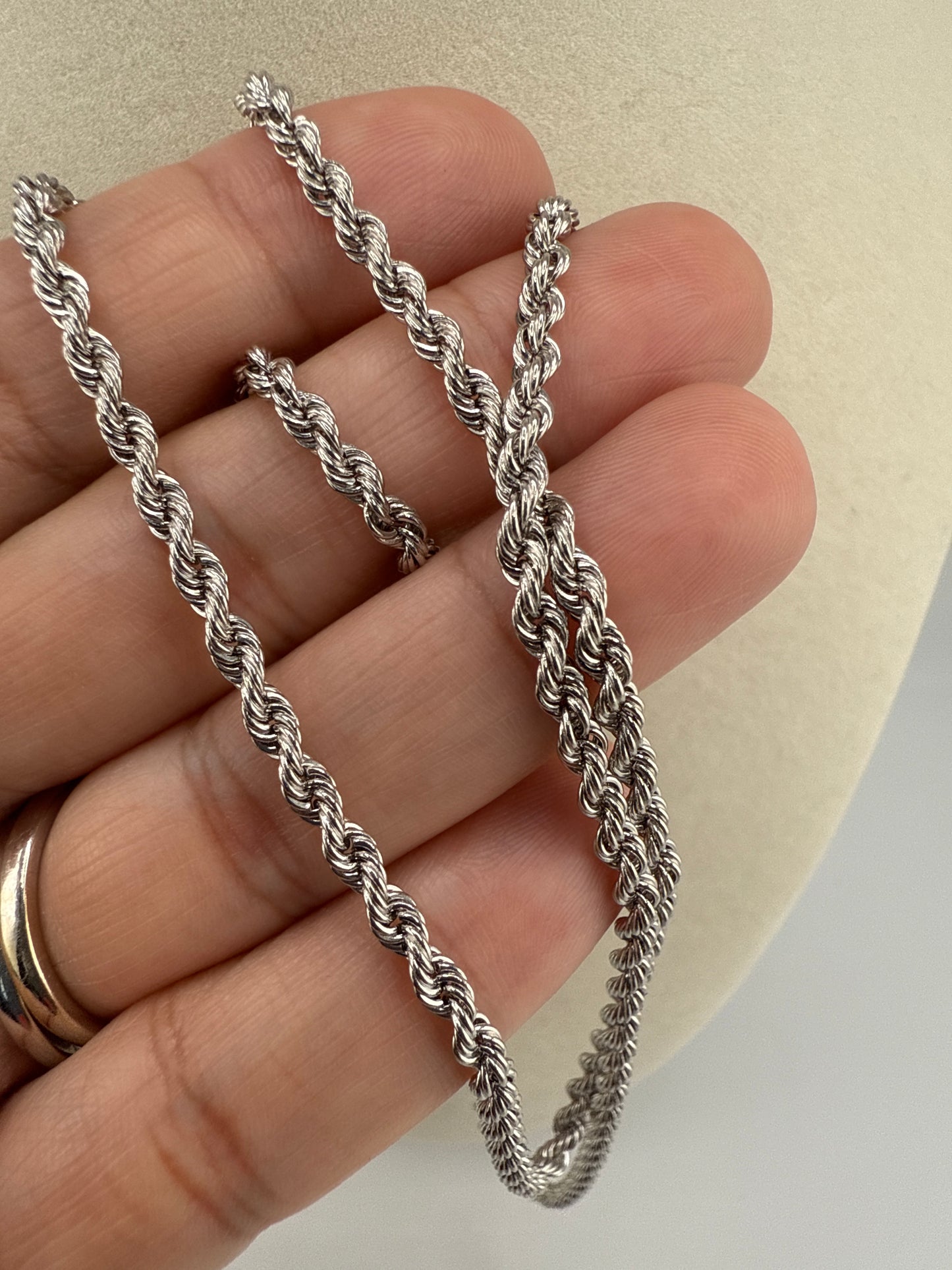 14k White Gold Rope Chain, 24inches