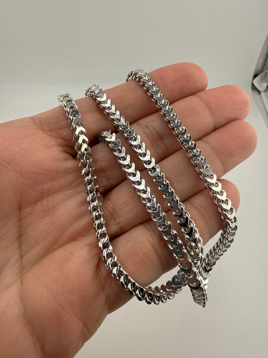 Sterling Silver 3mm Franco Chain - Rhodium