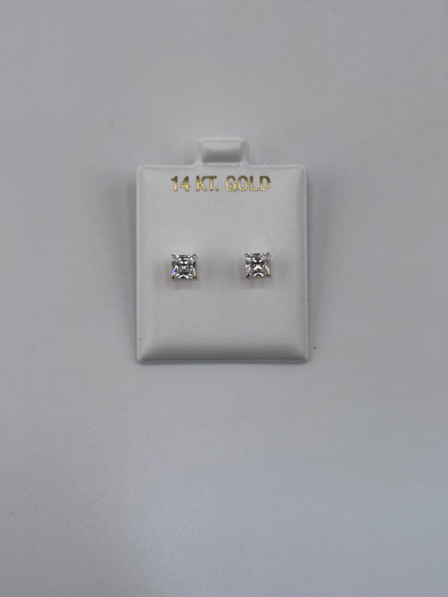 Baby earrings, zirconia, square stone