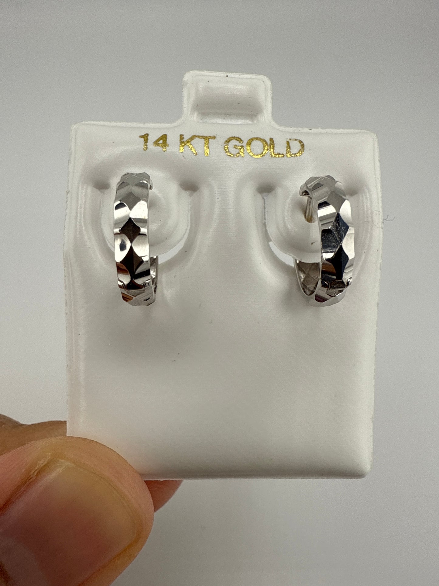 14k Gold Hammered Huggie Earrings