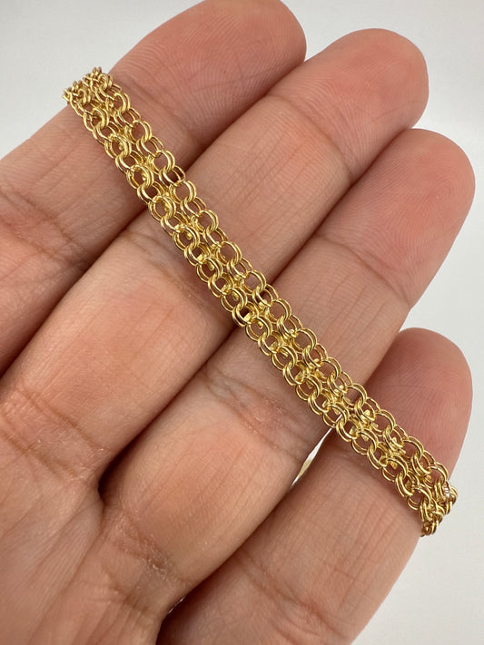 14k Gold Bismarck Bracelet with Star Design | 7 inches