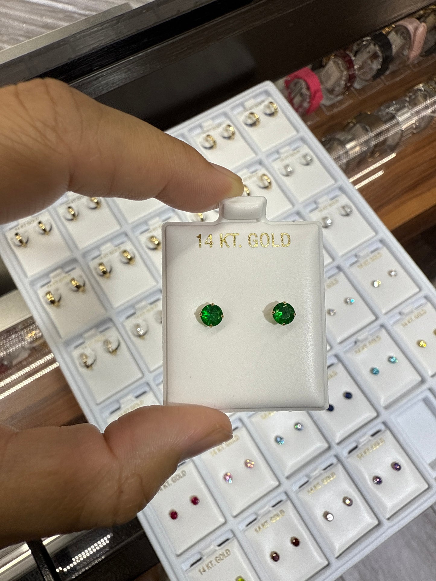 Gemstone 14k gold posts