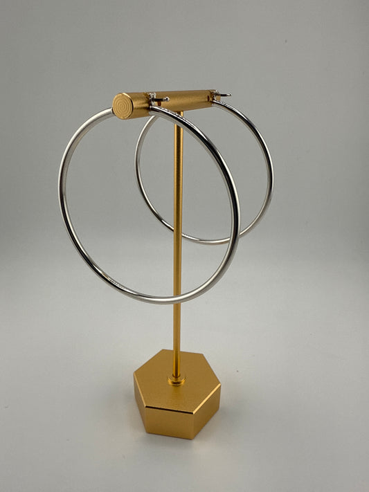 Sterling Silver Rhodium-plated Round Hoop Earrings