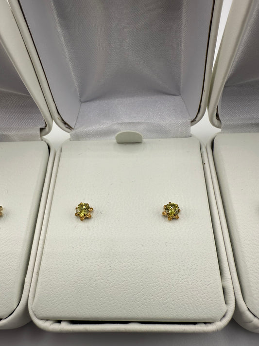 14k yellow gold with gemstone post earrings