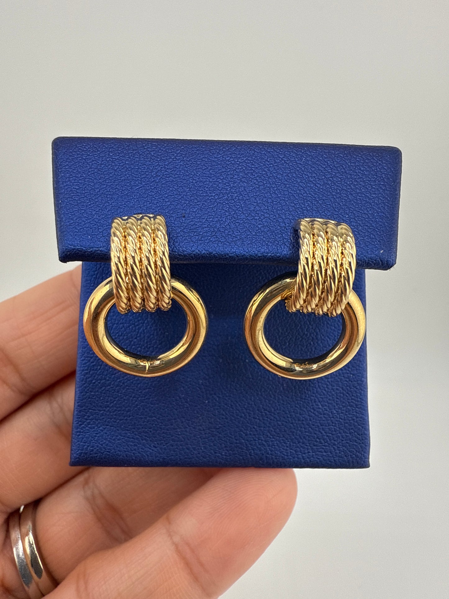 14k Yellow Gold Door Knocker Post Earrings