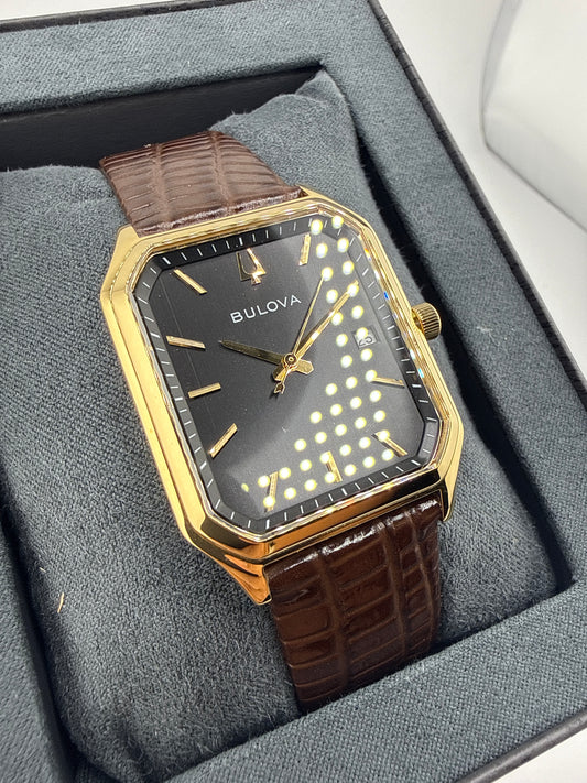 Bulova Tony Bennett “We Are All Here” Black Dial Brown Leather Strap Watch