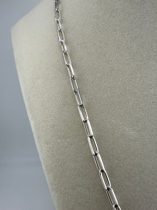 Sterling Silver 20inch 3.2nm Paper Clip Chain - Rhodium Plated