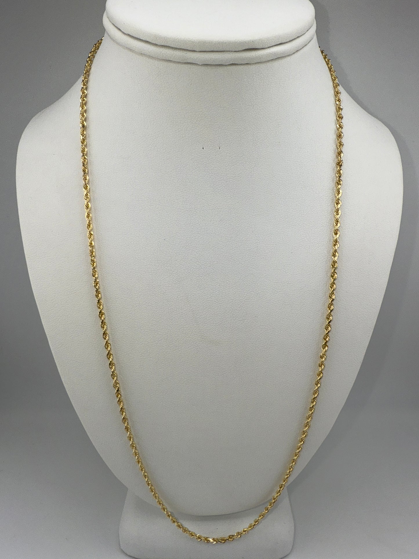 solid rope chain | diamond cut | 14k gold | 2.00 mm width | 24 inches length