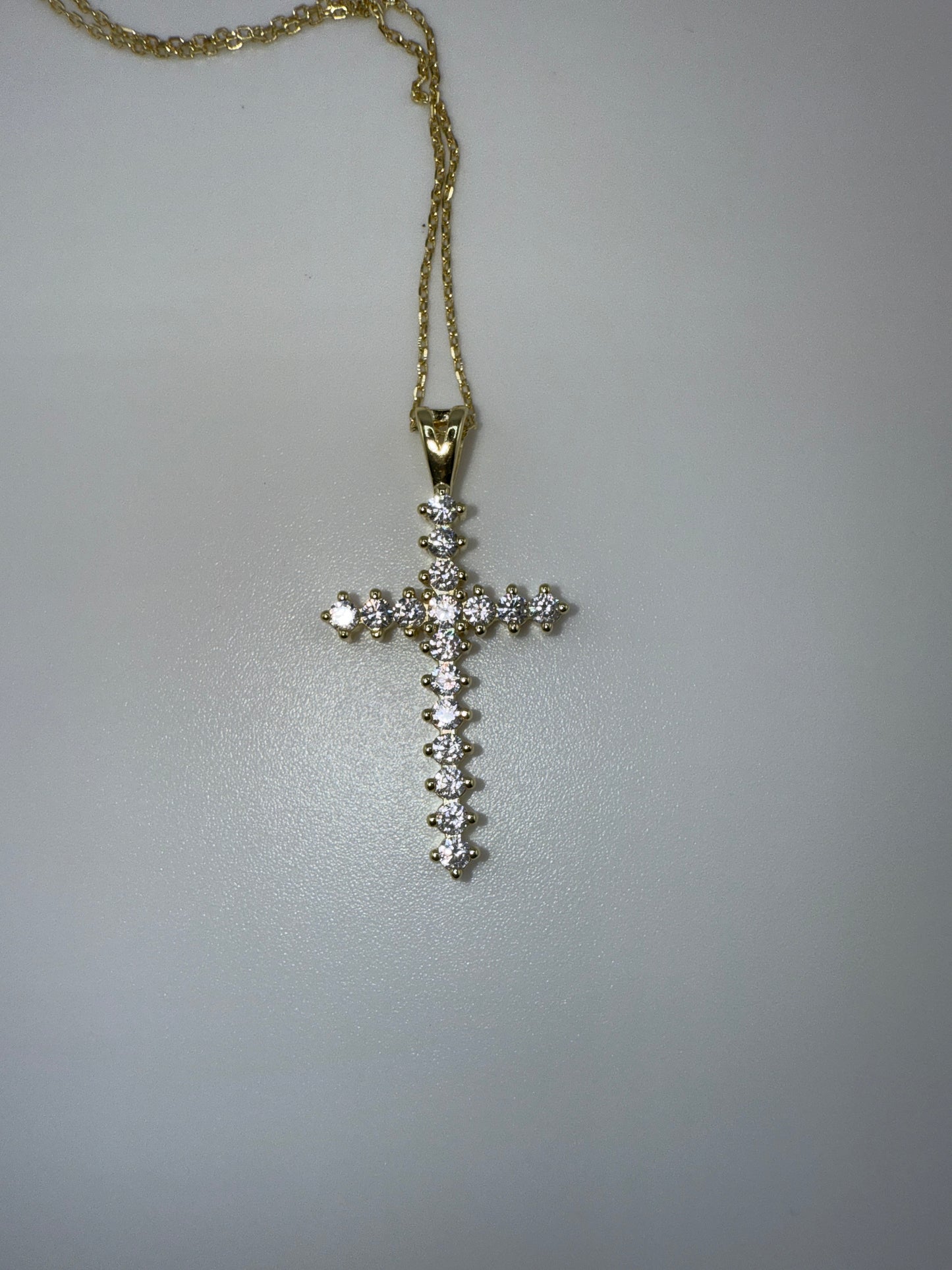 Sterling Silver Zirconia Cross Necklace - Gold Plated