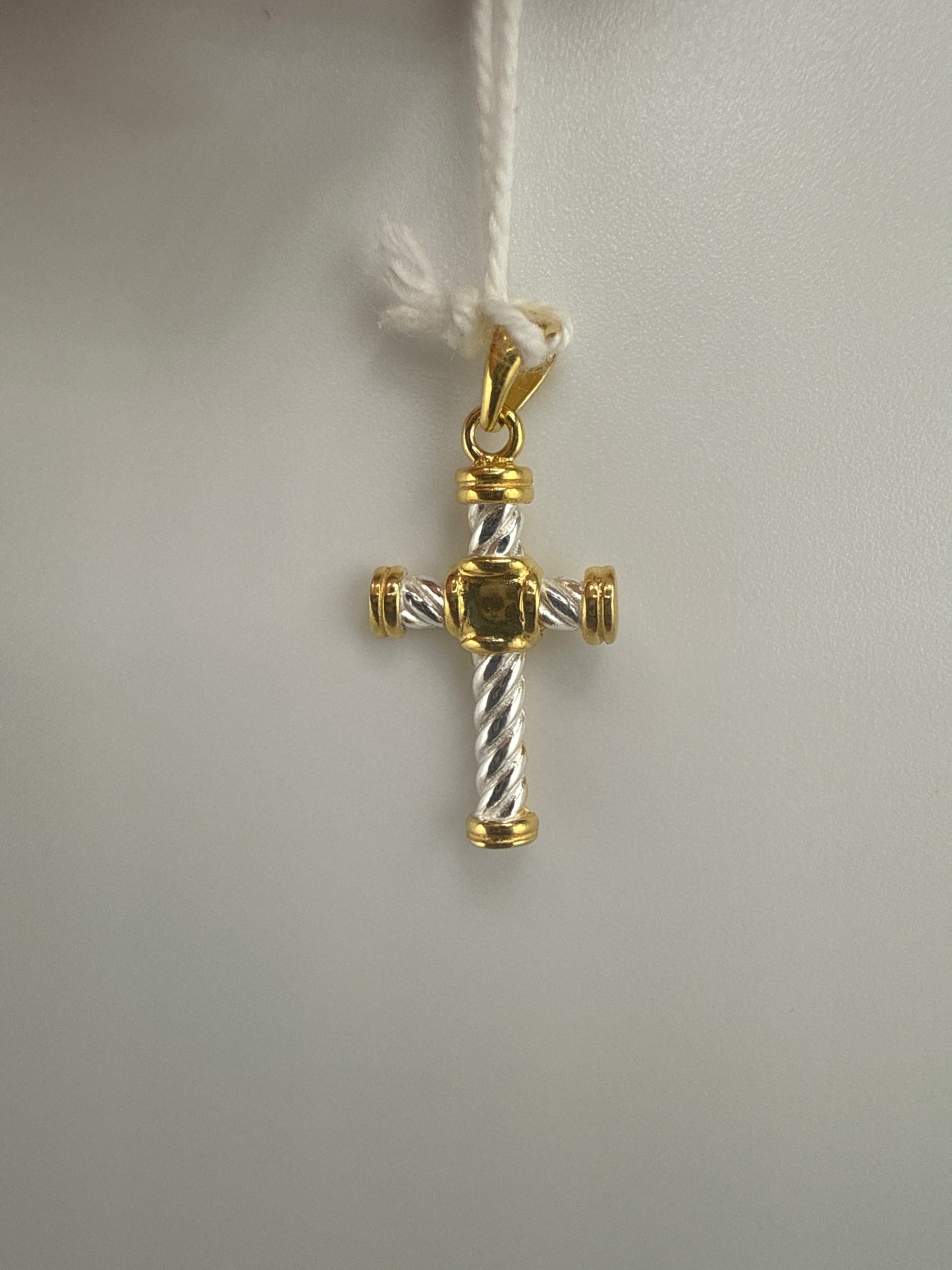 Sterling Silver & Gold Tone Twisted Cross Pendant