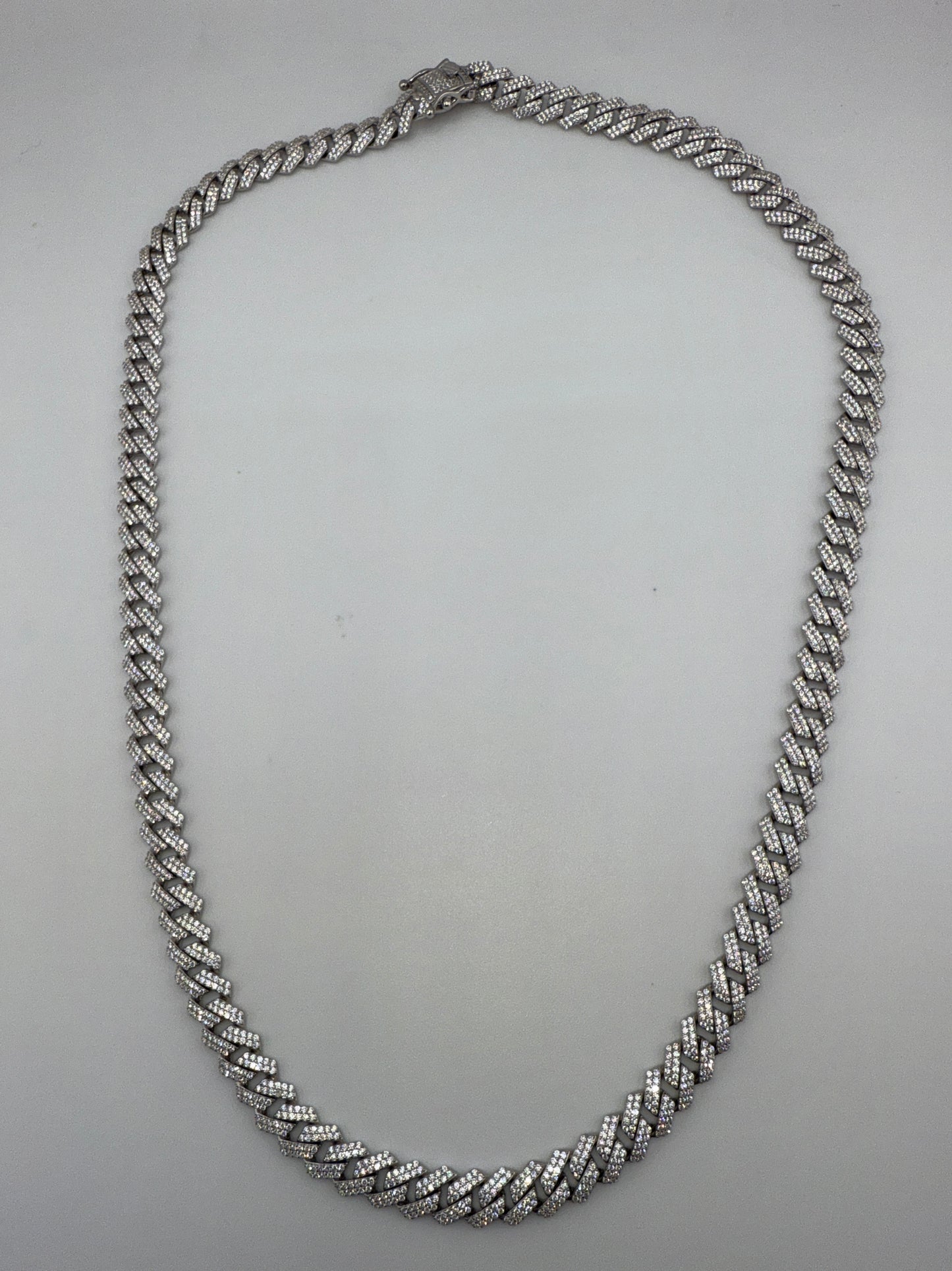 Sterling Silver, 9mm Micro Pave Monaco Chain