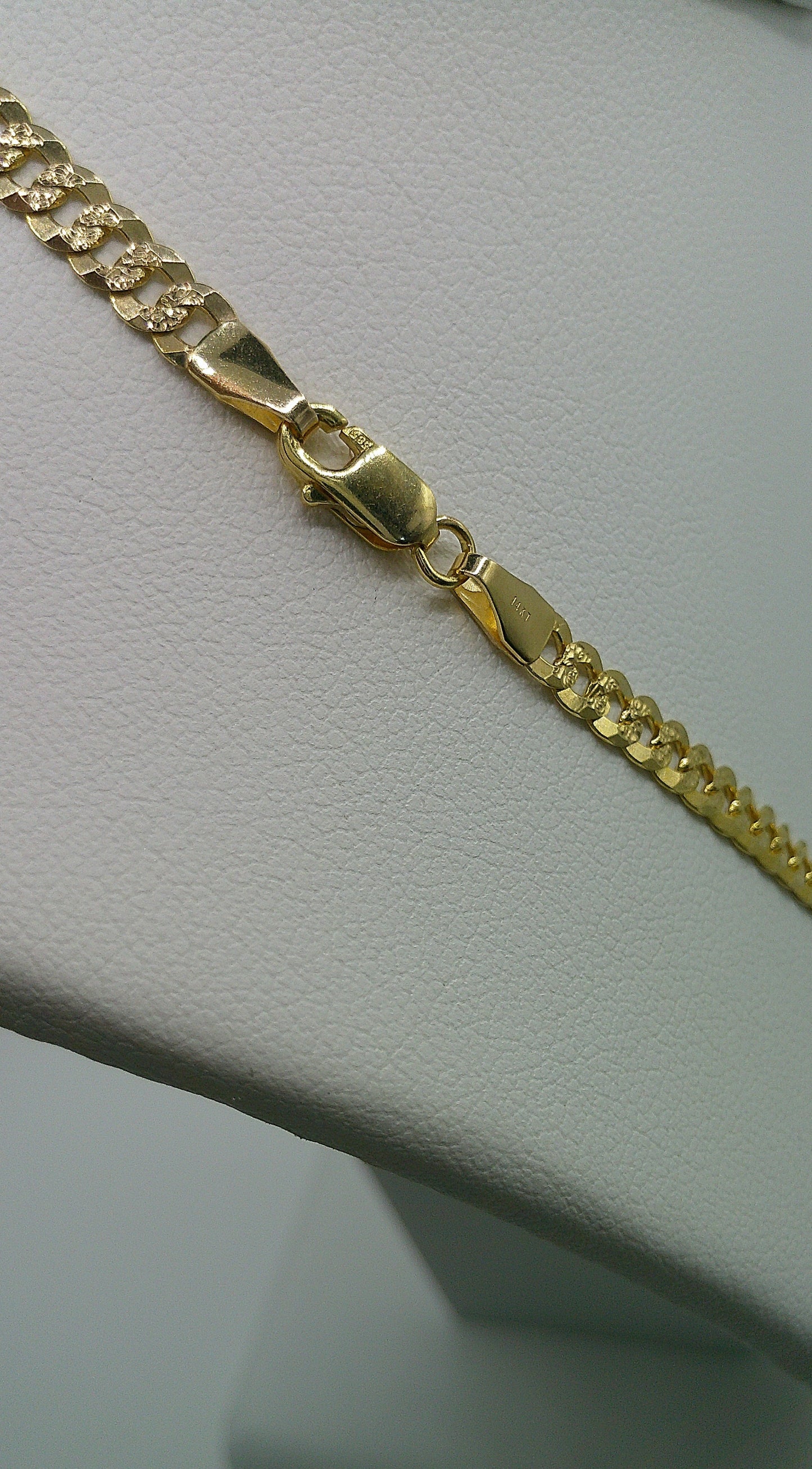 Cuban link chain | Yellow Pave | Flat | solid diamond cut | 14k gold | 16 inches length