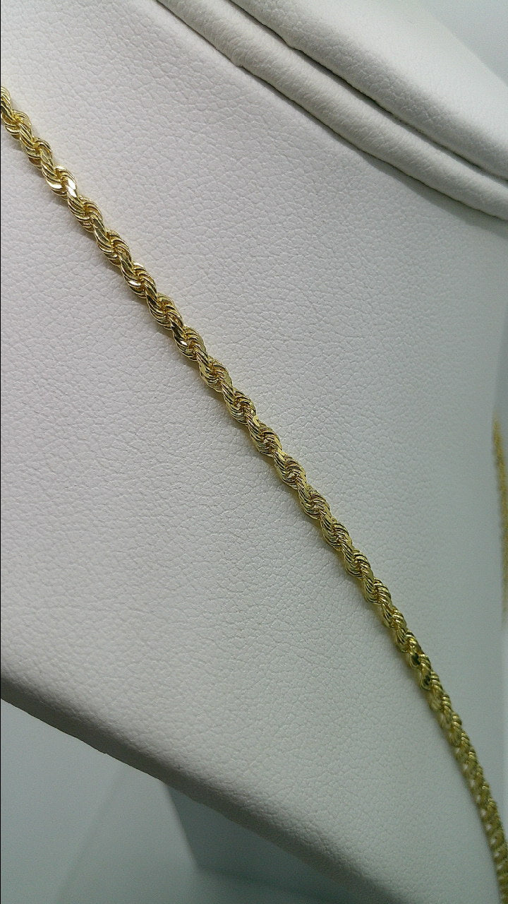 solid rope chain | diamond cut | 14k gold | 2.00 mm width | 24 inches length