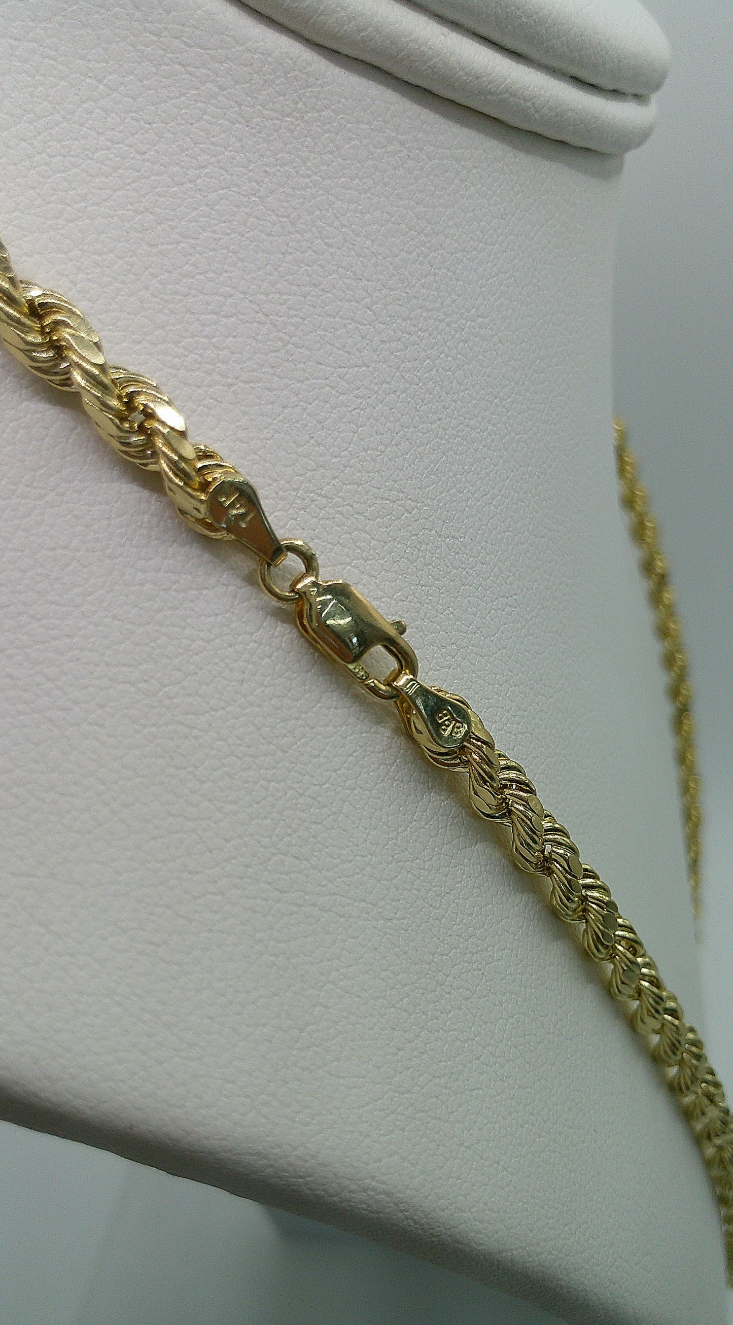 hollow rope chain | diamond cut | 14k gold | 4.00 mm width | 22 inches length