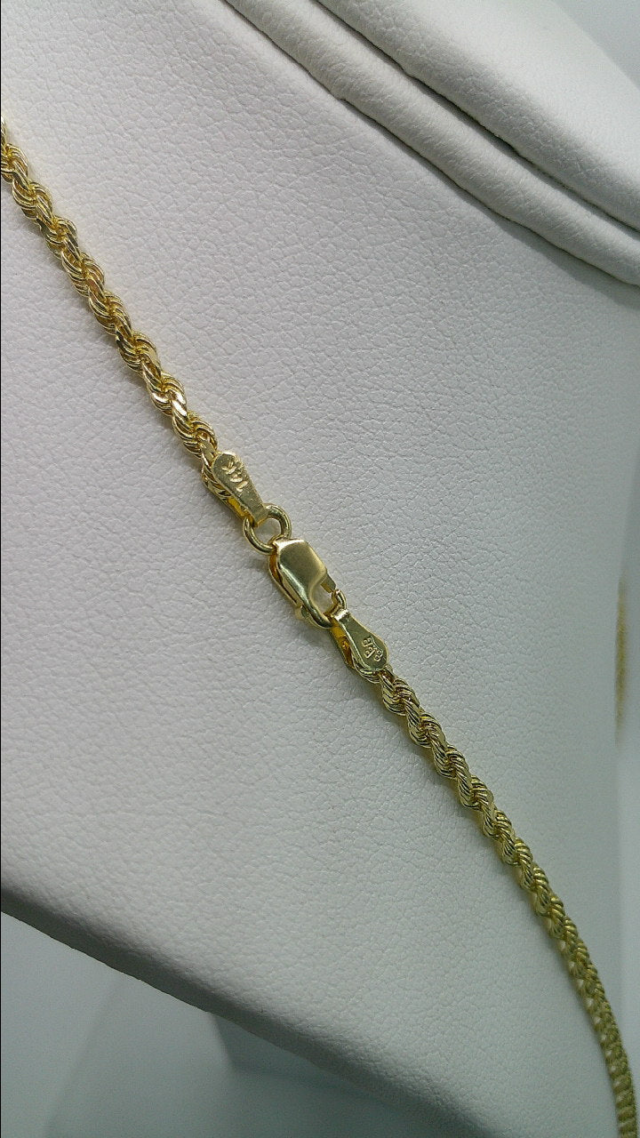 solid rope chain | diamond cut | 14k gold | 2.00 mm width | 24 inches length