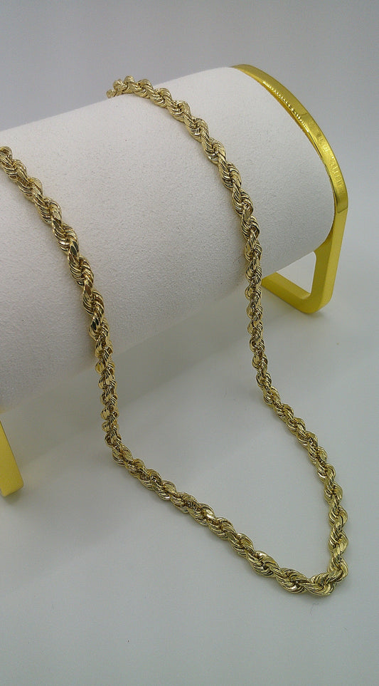 hollow rope chain | diamond cut | 14k gold | 4.50 mm width | 22 inches length
