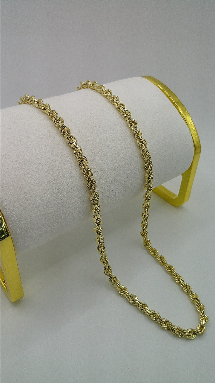 hollow rope chain | diamond cut | 14k gold | 4.25 mm width | 24 inches length