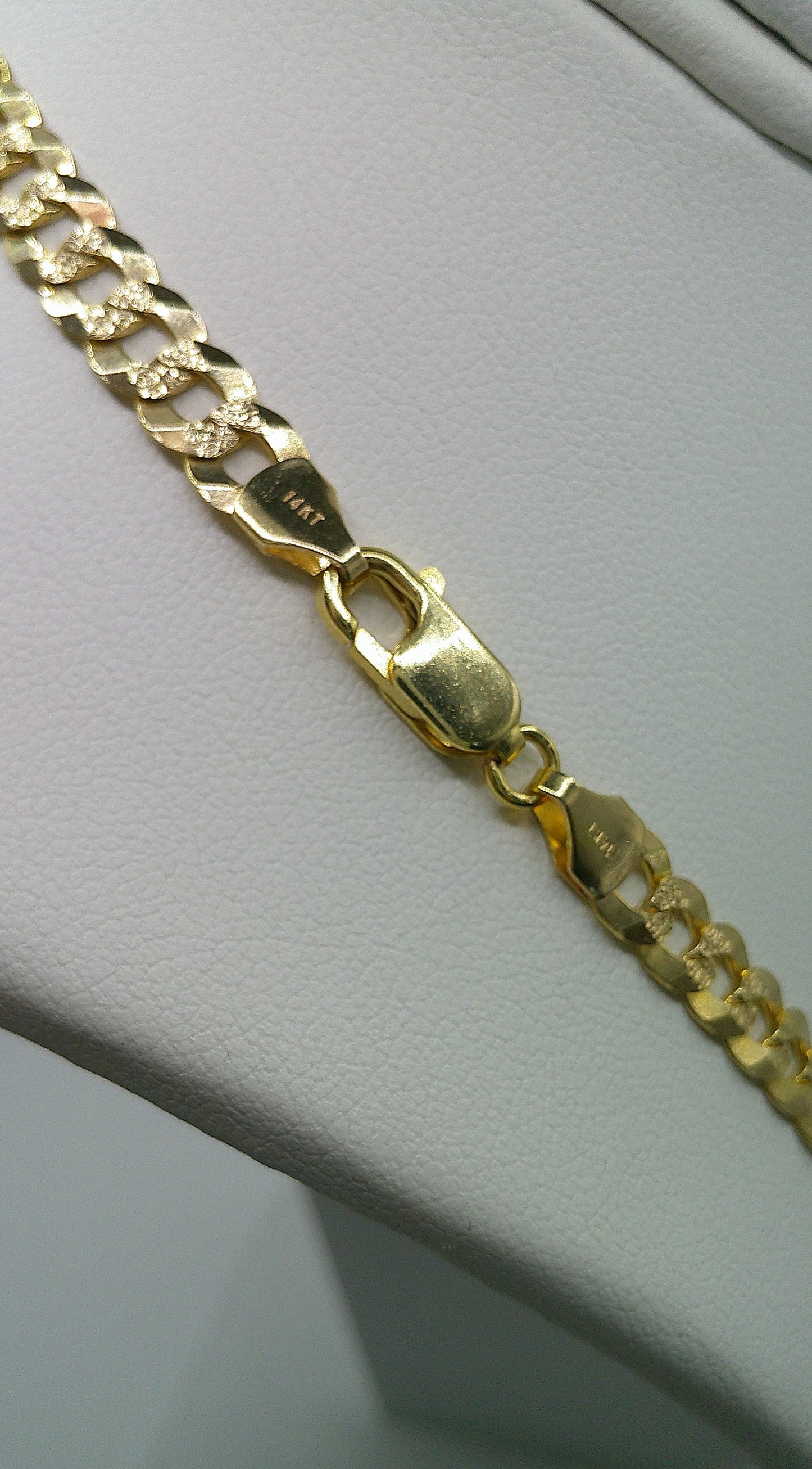 Cuban link chain | Yellow Pave | Flat | solid diamond cut | 14k gold | 5.20 mm width | 20 inches length