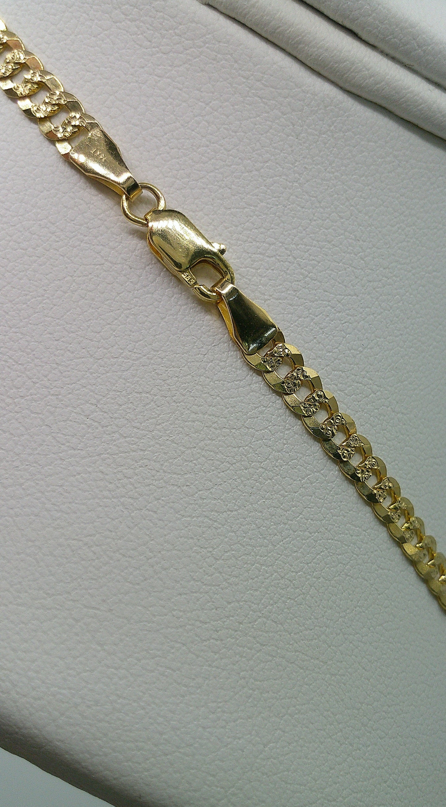 Cuban link chain | Yellow Pave | Flat | solid diamond cut | 14k gold | 3.80 mm width | 18 inches length