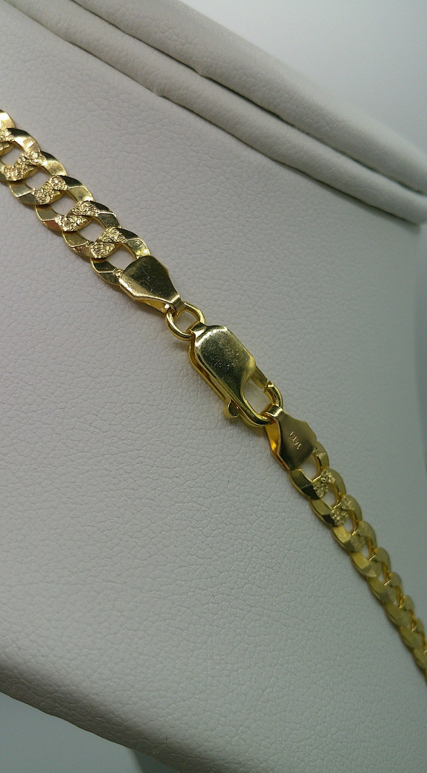 Cuban link chain | Yellow Pave | Flat | solid diamond cut | 14k gold | 5.90 mm width | 24 inches length