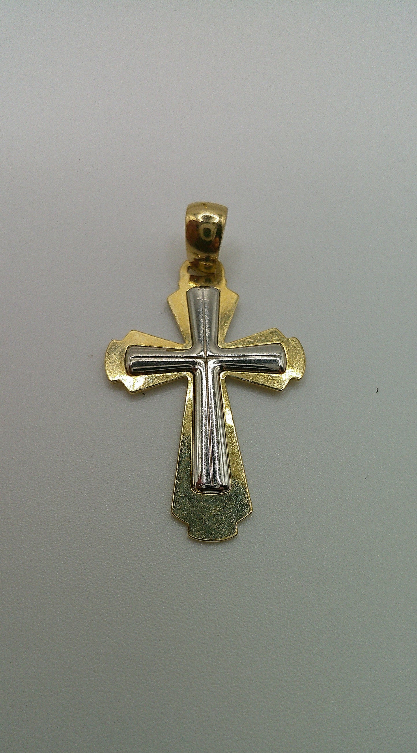 14k gold cross pendant | two-toned crucifix | 1.8g