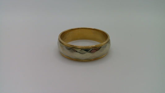 14k gold ring band | two-toned | hammered design | size 9.25