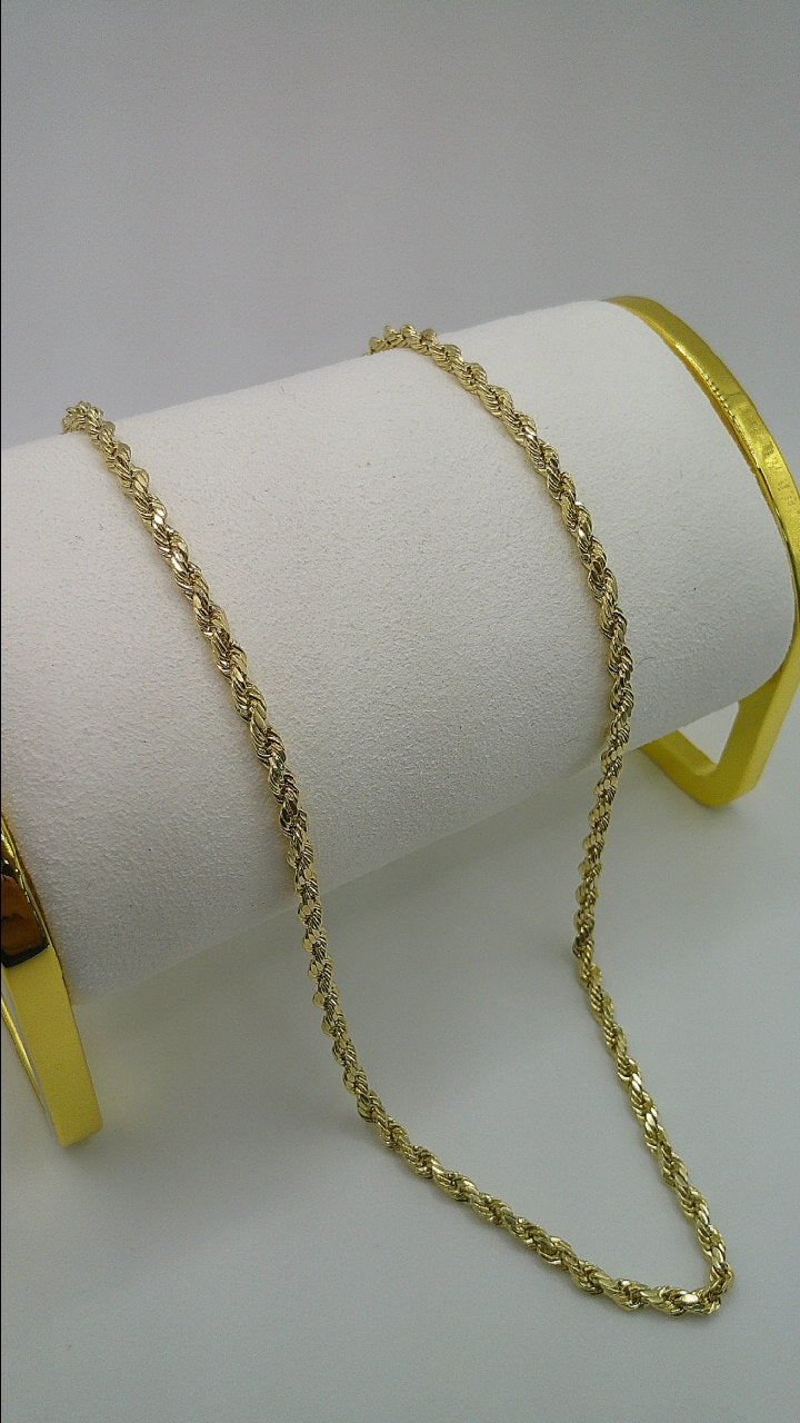 hollow rope chain | diamond cut | 14k gold | 3.00 mm width | 20 inches length