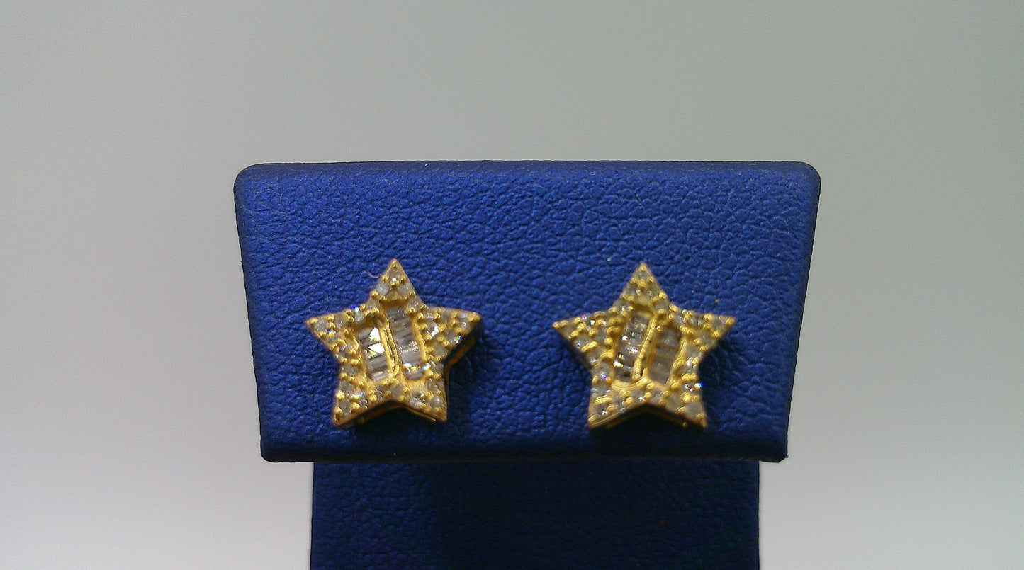 14k yellow gold diamond earring | star | screwback | 0.3 carat